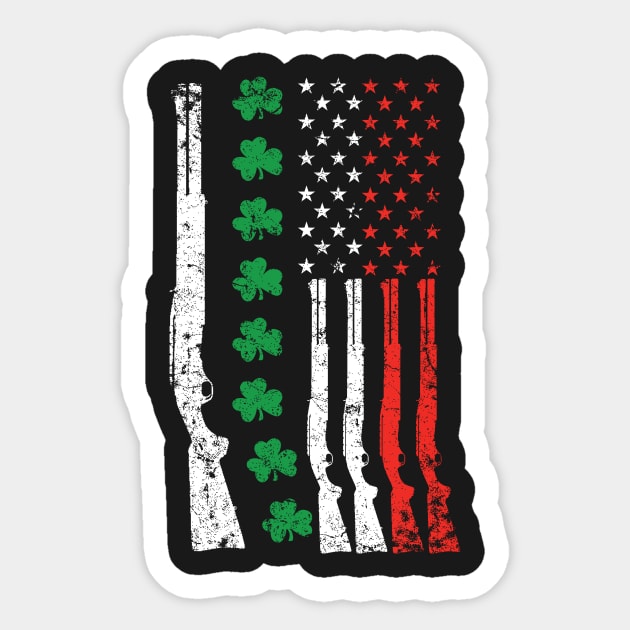 Irish american flag with shotguns Sticker by MikesTeez